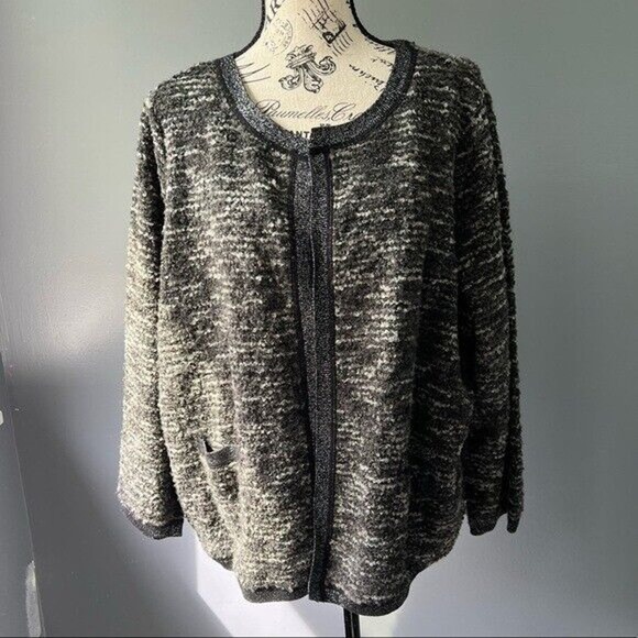 a.n.a Sweaters - Ana white gray and black sparkly knit cardigan with pockets